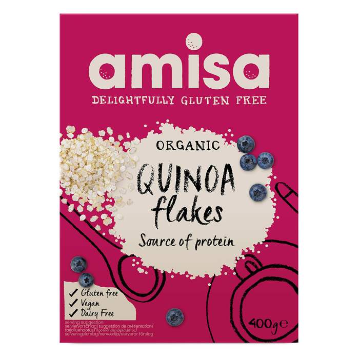 Amisa - Organic Quinoa Flakes Gluten-Free, 400g  Pack of 6