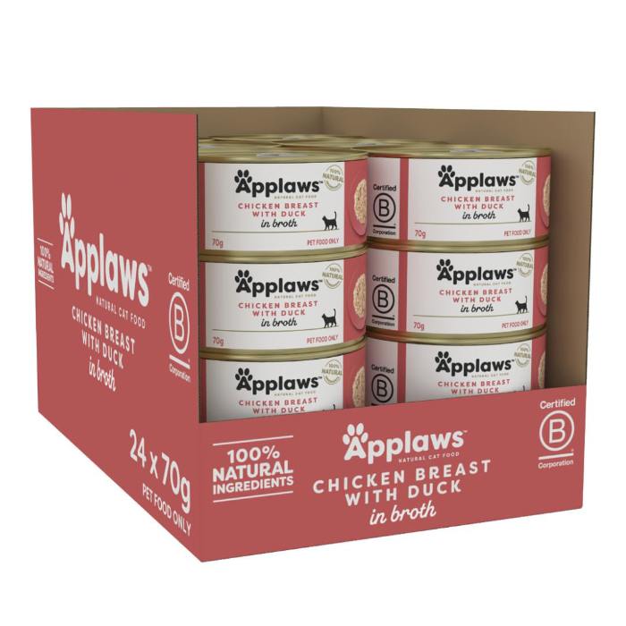 Applaws - Natural Wet Cat Food Chicken Duck in Broth Tin - Pack of 24