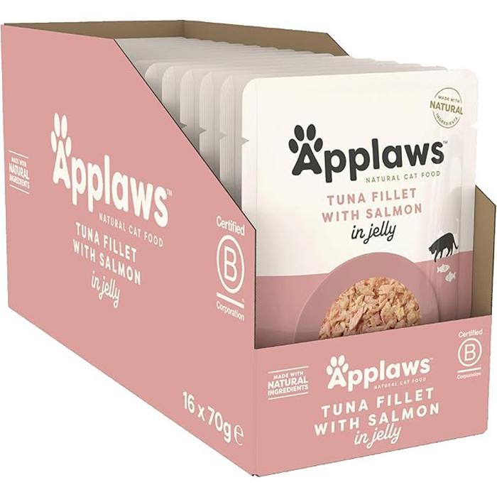 Applaws - Natural Wet Cat Food Tuna Fillet Salmon in Jelly - Pack of 16