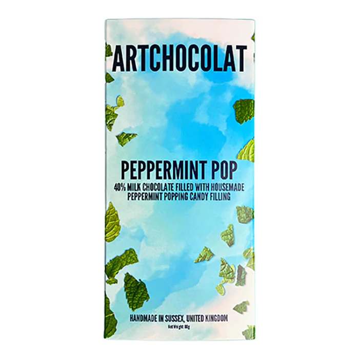 ArtChocolat - Peppermint Milk Chocolate Popping Candy Bar, 80g  Pack of 10