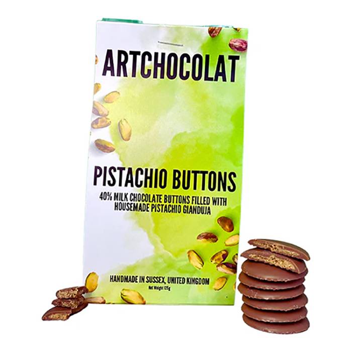 ArtChocolat - Pistachio Filled Milk Chocolate Nut Buttons, 125g  Pack of 10