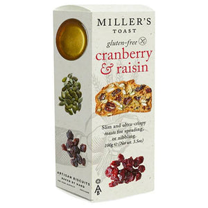 Artisan Biscuits - Gluten Free Miller's Toast Cranberry & Raisin, 100g | Pack of 6