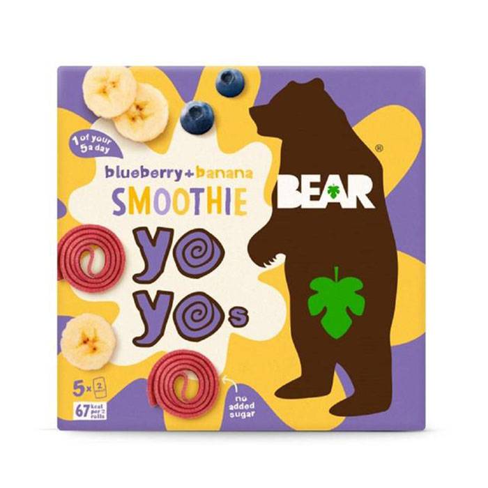 BEAR - Blueberry & Banana Smoothie Fruit Yoyos, 5x20g - Pack of 6