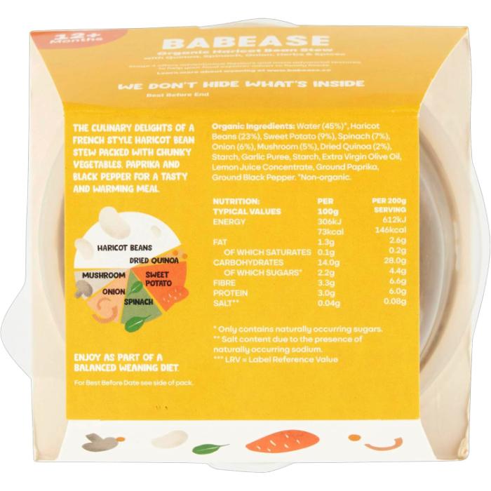 Babease - Organic Haricot Bean Stew Pot, 200g  Pack of 6 - Back