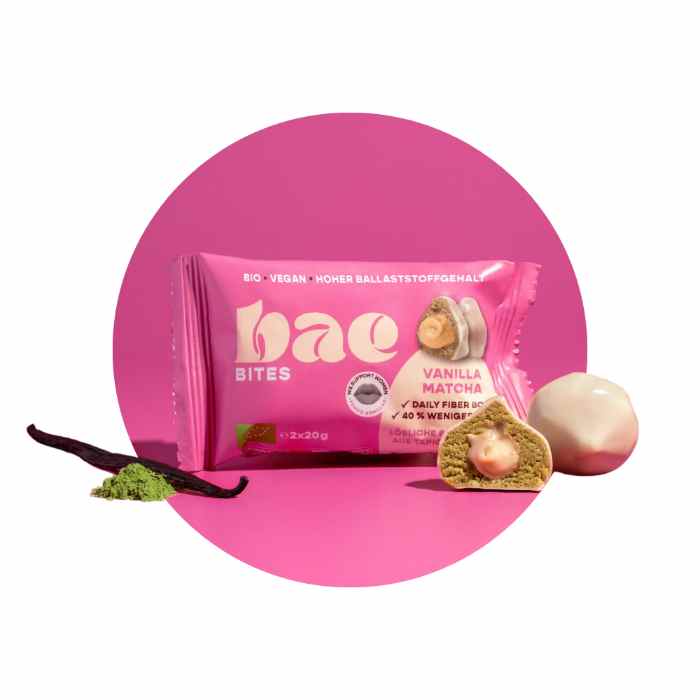 Bae - Vanilla Matcha Organic Bites, 40g  Pack of 12