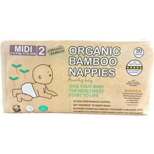 Beaming Baby - Organic Bamboo Nappies Mini Size 2, 30 Pieces