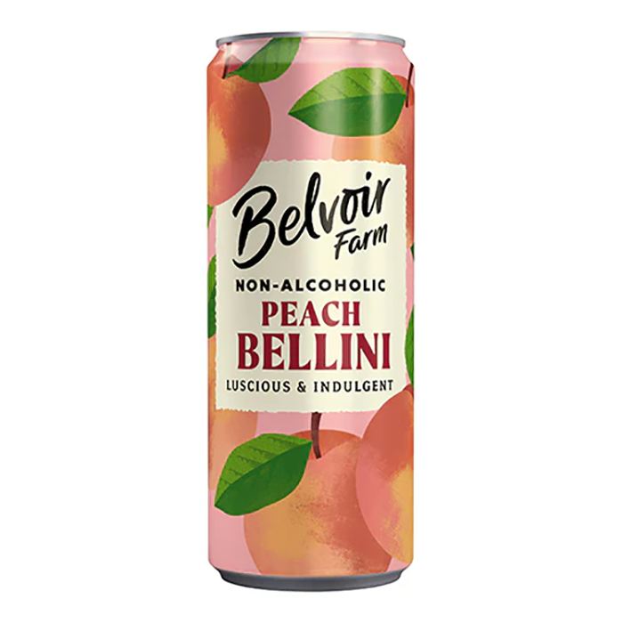 Belvoir Fruit Farms - Peach Bellini Non Alcoholic Can, 250ml - Pack of 12