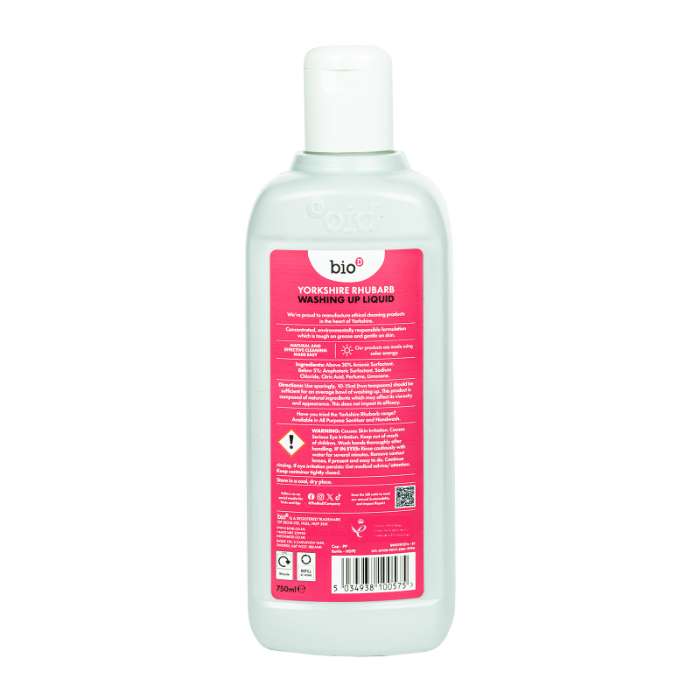 Bio D - Yorkshire Rhubarb Washing up Liquid, 750ml - Back