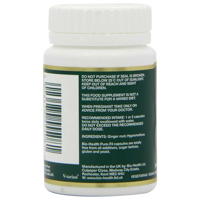 Bio Health - Ginger Root 500mg, 60 Capsules - back