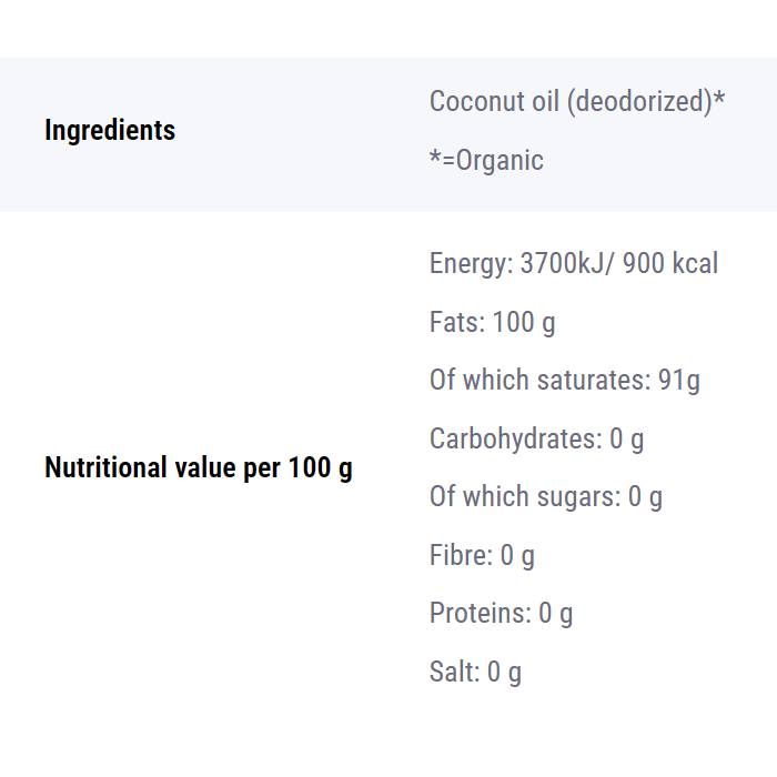 Bio Today - Coconut Oil Odourless, 400g - Back