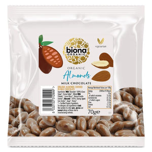 Biona - Milk Chocolate Covered Almonds, 70g | Pack of 12