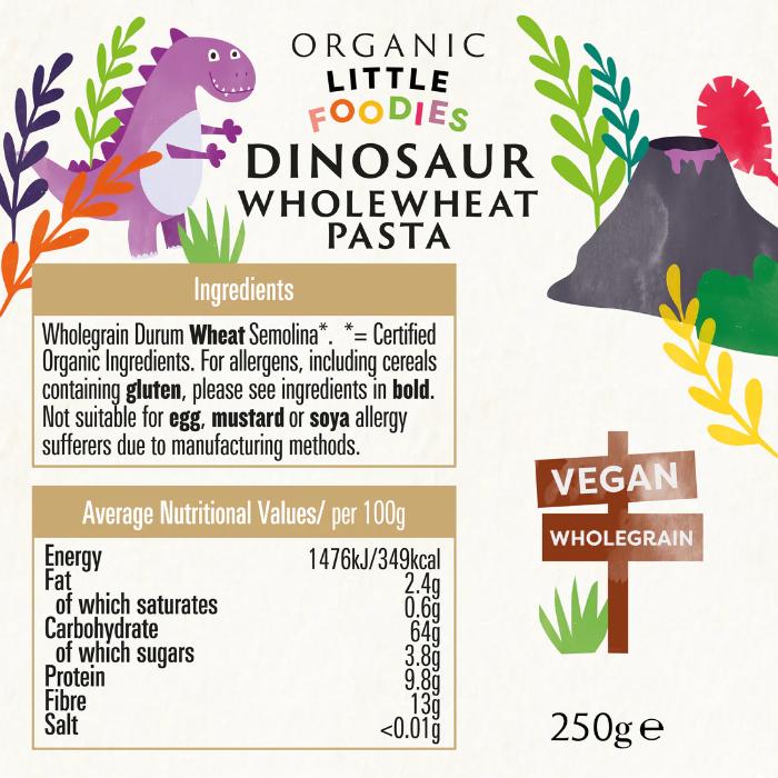 Biona - Organic Whole Wheat Dinosaurs, 250g - Back