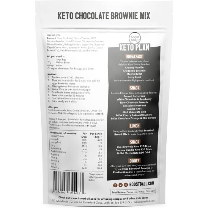 Boostball - Keto Boostball Brownie Mix - Chocolate, 225g - Back