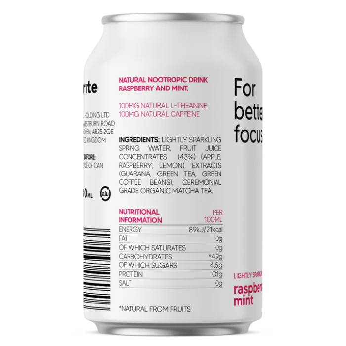 Brite - Raspberry Mint Nootropic Drink, 330ml - Back