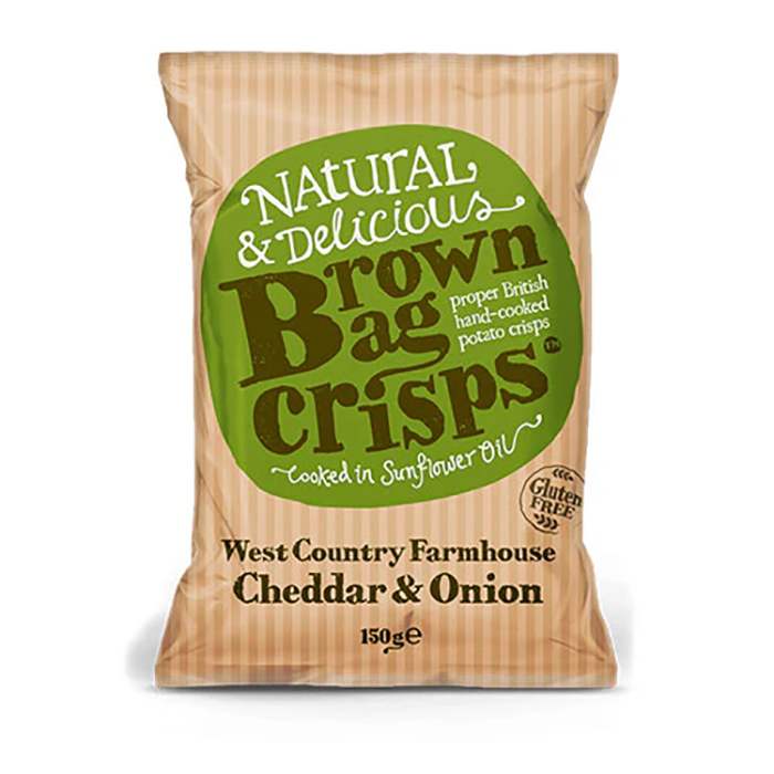 Brown Bag Crisps - Cheddar and Onion,150g - Pack of 10