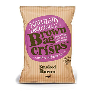 Brown Bag Crisps - Smoked Bacon, 40g | Pack of 20 | Multiple Sizes