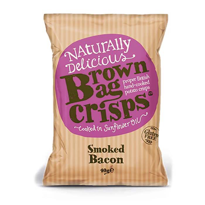 Brown Bag Crisps - Smoked Bacon, 40g  Pack of 20