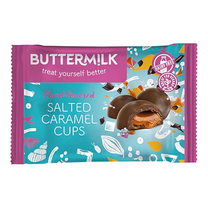 Buttermilk - Plant Powered Salted Caramel Cups, 42g - Pack of 12