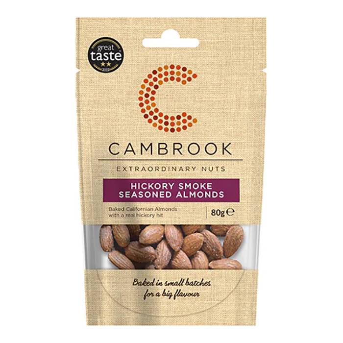 Cambrook - Hickory Smoke Seasoned Almonds, 80g - Pack of 9