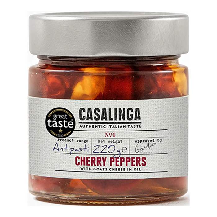 Casalinga - Cherry Peppers With Goat Cheese, 220g  Pack of 6