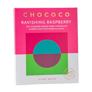 Chococo - 72% Ecuador Dark Chocolate Studded With Tangy Raspberries (vf), 75g - Pack of 12