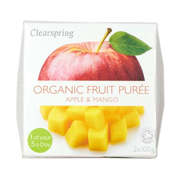 Clearspring - Organic Fruit Puree Organic Apple & Mango Fruit Puree - 2x100g - Pack of 18
