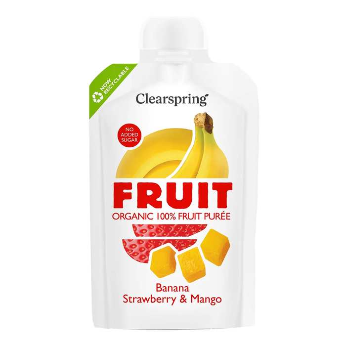 Clearspring - Organic Fruit Puree Organic Banana Strawberry Mango - 100g Pack of 18