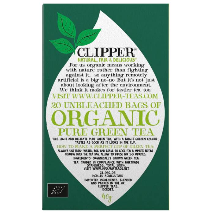 Clipper - Clipper Organic Fairtrade Green Tea Bags, 20 Bags - Back