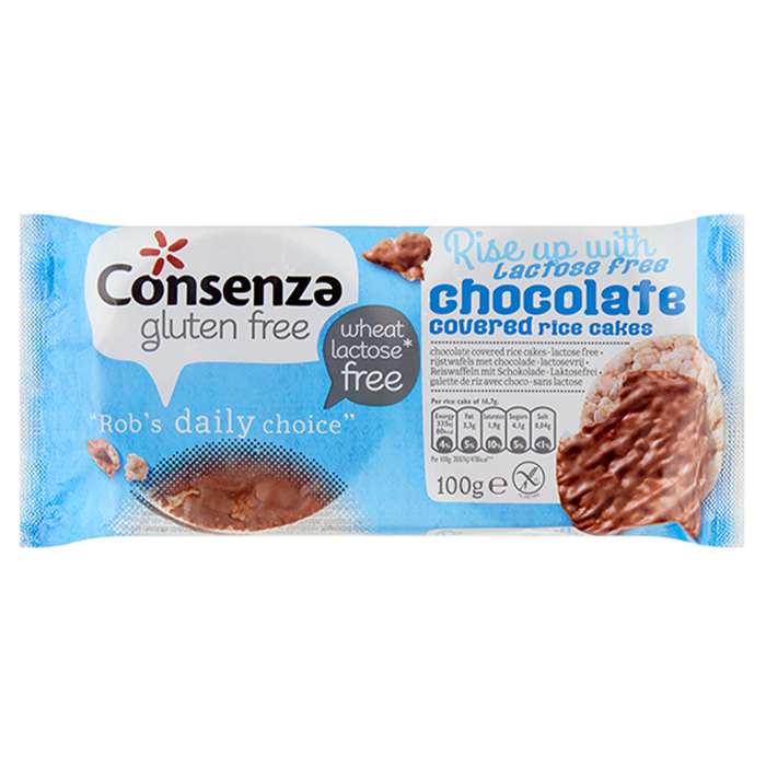 Consenza - Rice Cakes Milk Chocolate Lactose-Free, 100g