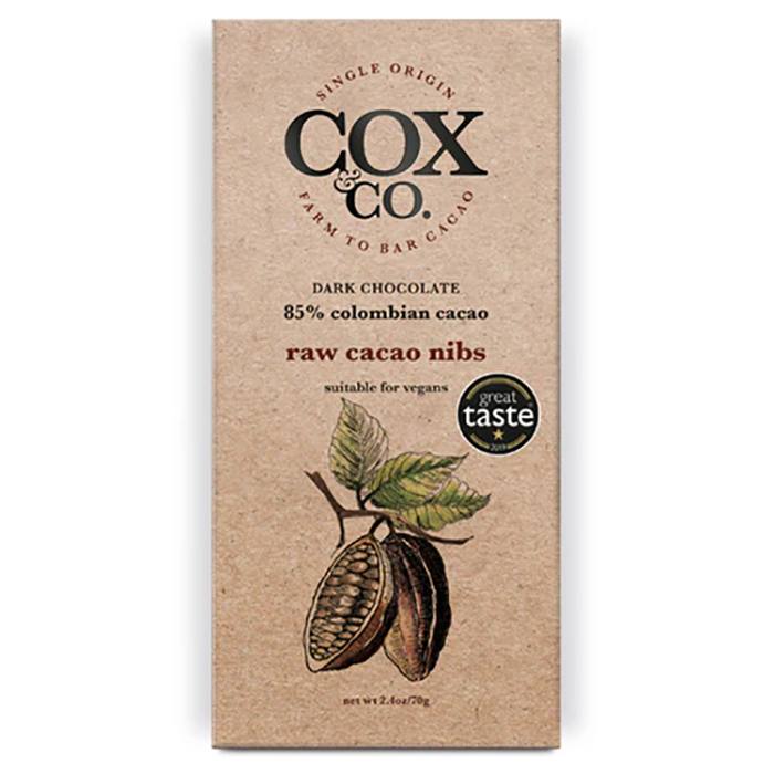 Cox&Co. - Raw Cacao Nibs Chocolate Bar70g - Pack of 6