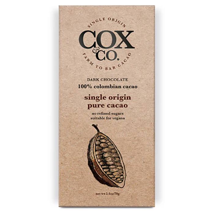 Cox&Co. - Single Region Pure Cacao Chocolate Bar 70g - Pack of 6