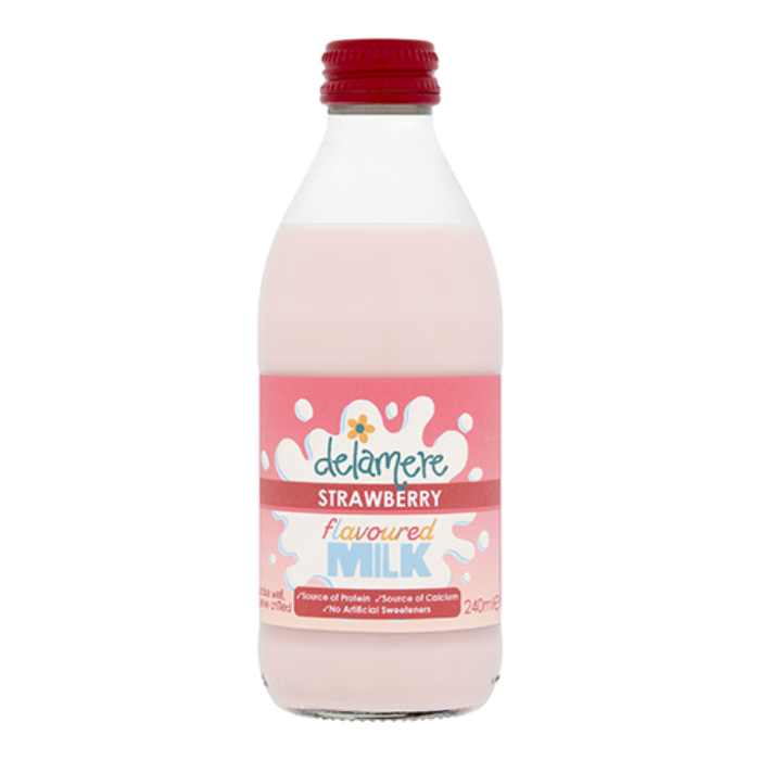 Delamere Dairy - Strawberry Flavoured Milk, 240ml  Pack of 20