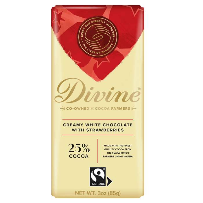 Divine - White Chocolate with Strawberries, 90g  Pack of 15