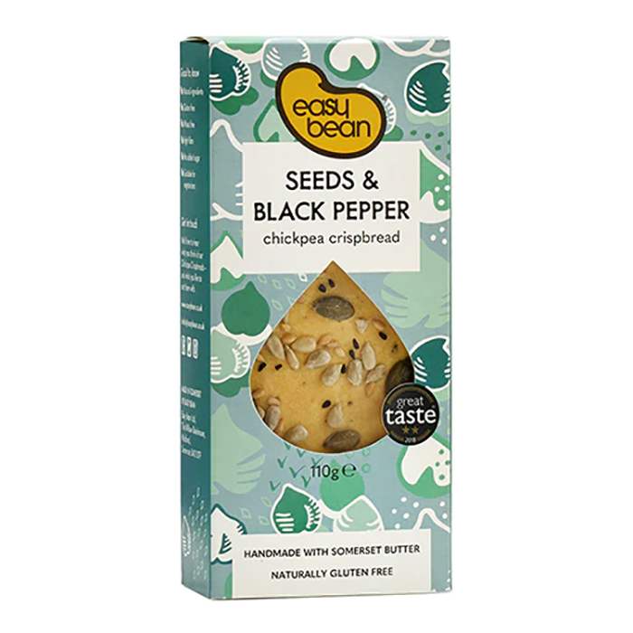 Easy Bean - Seeds & Black Pepper Chickpea Crispbread, 110g - Pack of 8