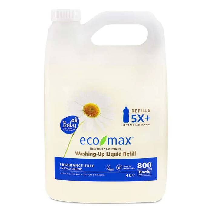 Eco-Max - Washing up Liquid Fragrance Free baby,4L