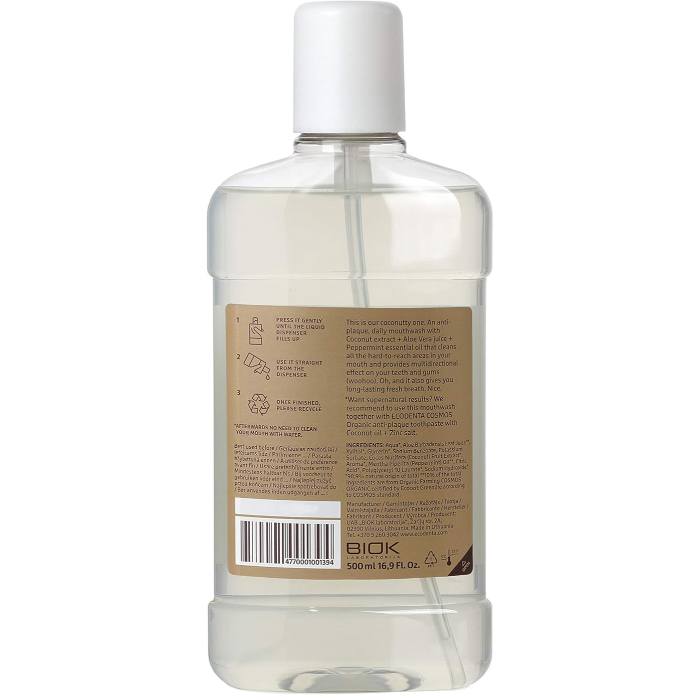 EcoDenta - Organic Minty Coconut Mouthwash, 500ml - Back