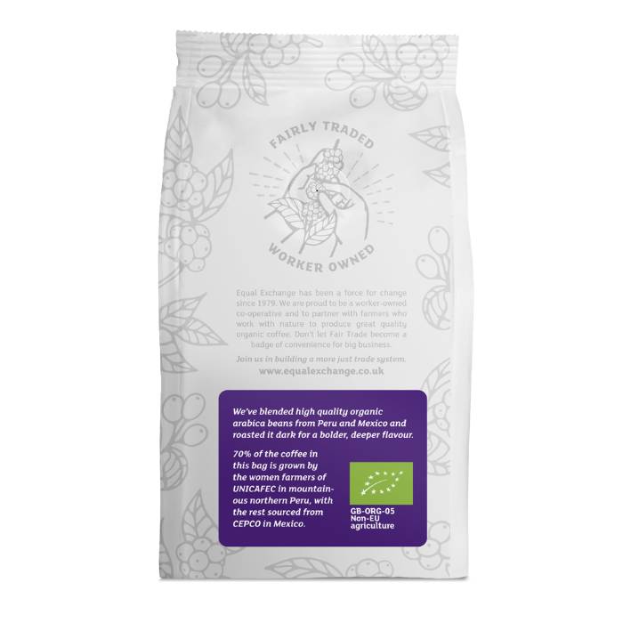 Equal Exchange - Organic Dark Roast Coffee Beans, 200g - Back