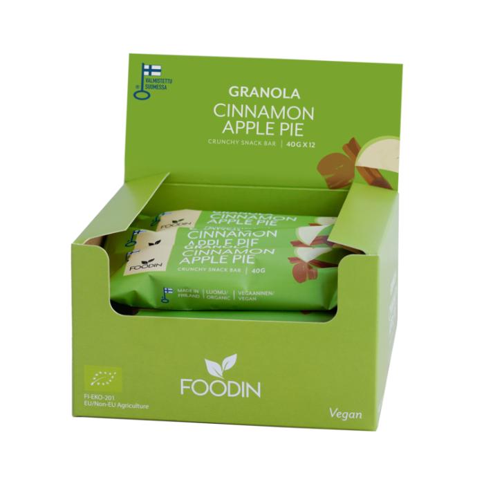 Foodin - Cinnamon Apple Pie Organic Granola Bar, 40g  Pack of 12