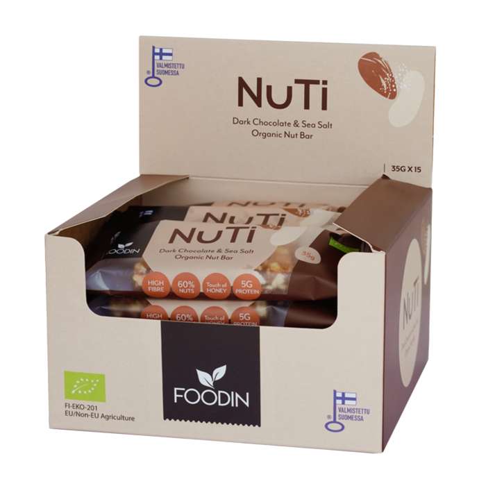 Foodin - NUTI Protein Dark Chocolate & Sea Salt, 45g  Pack of 12