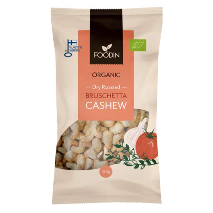 Foodin - Organic Dry Roasted Bruschetta Cashews, 120g  Pack of 8