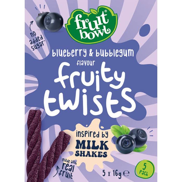 Fruit Bowl - Blueberry Bubblegum Milkshake Fruit Twists, 80g