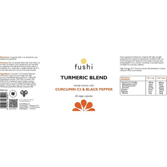 Fushi - Turmeric C3 + Bioperene, 60 Capsules - back