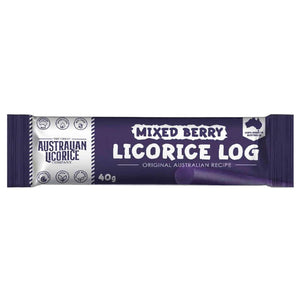 Great Australia Licorice - Mixed berry Liquorice Log, 40g | Pack of 25