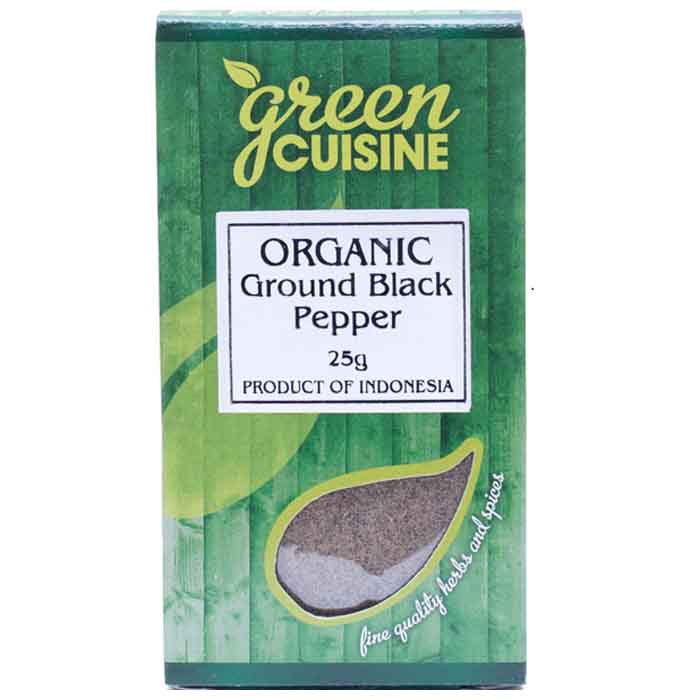 Green Cuisine - Organic Pepper Ground Black, 25g  Pack of 6