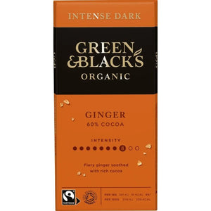 Green & Blacks - 60% Ginger Dark Chocolate Organic, 90g | Pack of 15