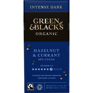 Green & Blacks - Chocolate Dark Hazelnut & Currant Organic, 90g | Pack of 15