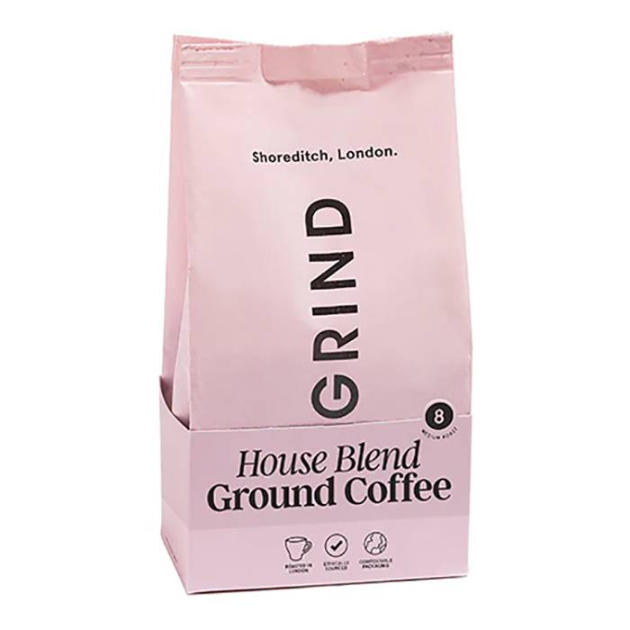 Grind Coffee Roasters - Shelf Ready Grind House Blend Refill Pouch Ground, 200g - Pack of 6