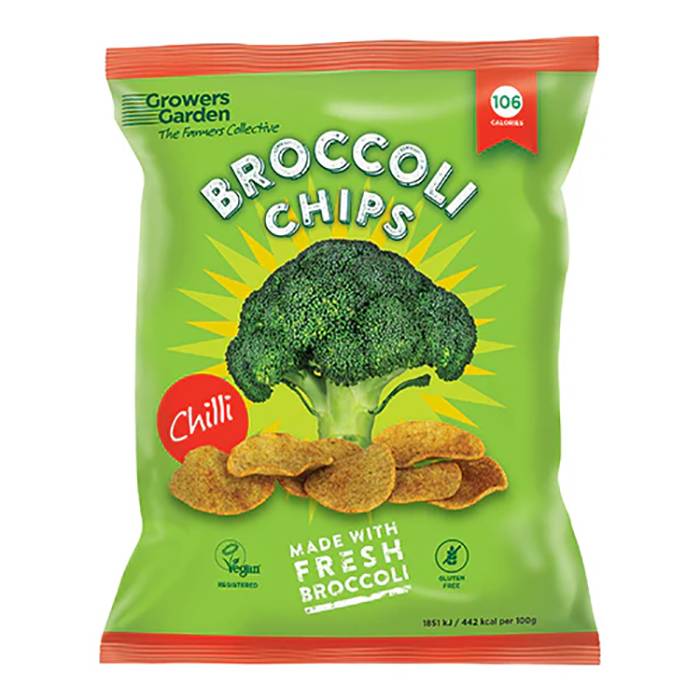 Growers Garden - Broccoli Crisps with Chilli 84g - Pack of 12