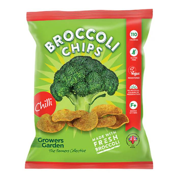 Growers Garden - Broccoli Crisps with Chilli, 24g - Pack of 24