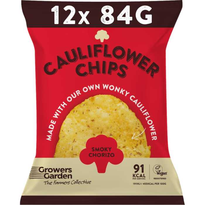 Growers Garden - Cauliflower Crisps with Smoky Chorizo, 84g  Pack of 12